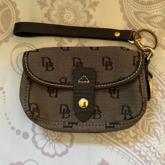 Dooney & Burke Canvas and Leather Wristlet - Picture 1 of 3